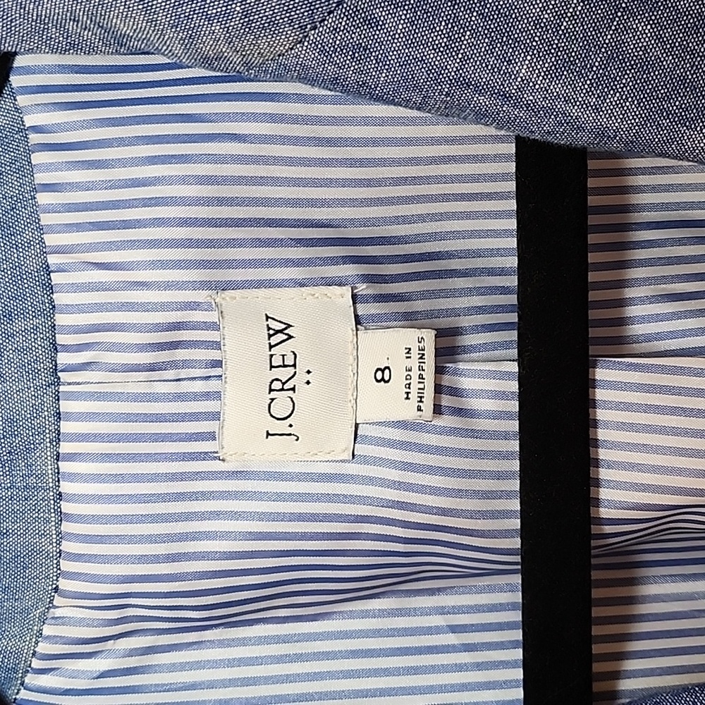 J. Crew 100% Cotton Chambray Holland blazer Light Blue Single-Button Preppy Sz 8 - Picture 7 of 16